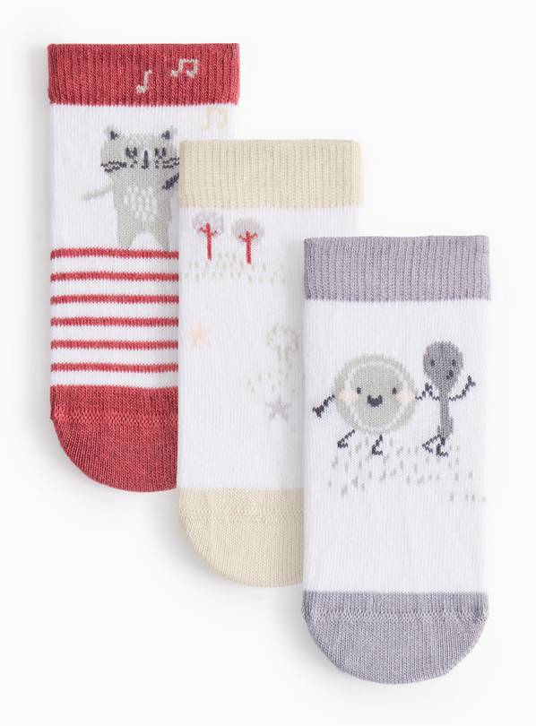 Nursery Rhyme Print Socks 3 Pack 1-6 months